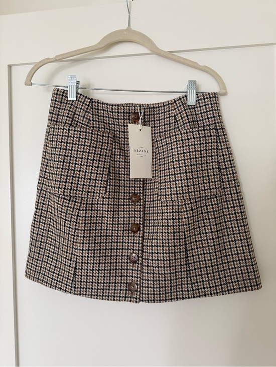 Sezane Dresses & Skirts - Sezane Nehir Mini Skirt in Navy Ochre Houndstooth